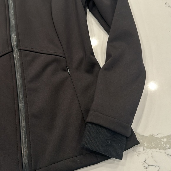 Women’s black Fabletics jacket/coat with faux leather detailing, size Small - Picture 4 of 6